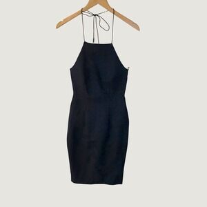 Finders‎ Halter Mini Dress Womens S Black Sleek Cocktail Party Chic Bodycon LBD